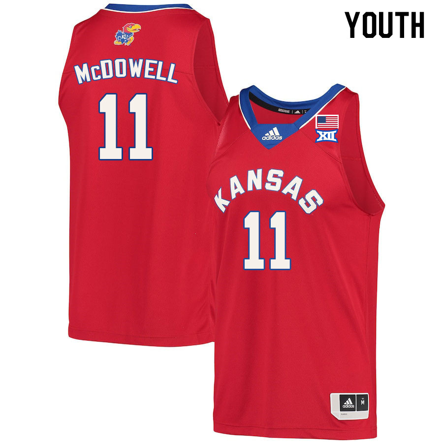 Youth #11 Jamari McDowell Kansas Jayhawks College Basketball Jerseys Stitched Sale-Red - Click Image to Close
